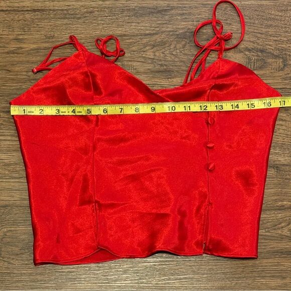 Vintage Frederick's of Hollywood Vibrant Red Satin Camisole Top Size Small - Picture 9 of 13